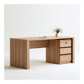 Bureau classique avec caisson 3 tiroirs verrouillable en panneaux de particules melamines chene clair rectangulaire 120 x 60 x 75 cm