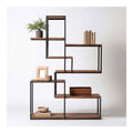 Etagere de rangement 5 niveaux en panneaux de particules et acier rectangulaire brun rustique noir 100 x 30 x 180 cm