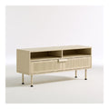 Meuble TV en acier rectangulaire beige avec 2 portes et 2 niches 100 x 40 x 75 cm