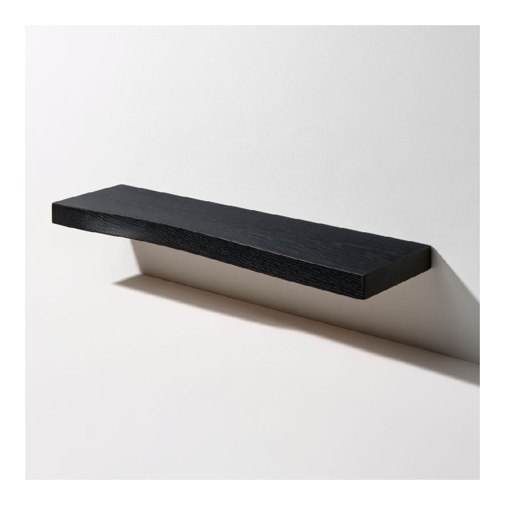 Etagere murale flottante 80 x 20 x 4 cm en MDF noir a bord ondule