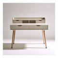 Bureau droit avec rangement 120 x 60 x 90 cm en panneaux de particules et bois massif rectangulaire blanc naturel
