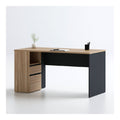 Bureau droit rectangulaire avec caisson 2 tiroirs panneau de particules melamine chene clair et noir 120 x 60 x 75 cm