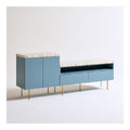 Meuble TV avec rangement 200 x 40 x 75 cm en MDF bleu gris plateau effet terrazzo rectangulaire