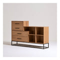 Meuble TV 120 x 40 x 65 cm en chene avec 2 tiroirs et 2 niches noir